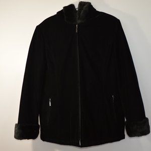 White & Stag Black Hooded Velvet Jacket size M